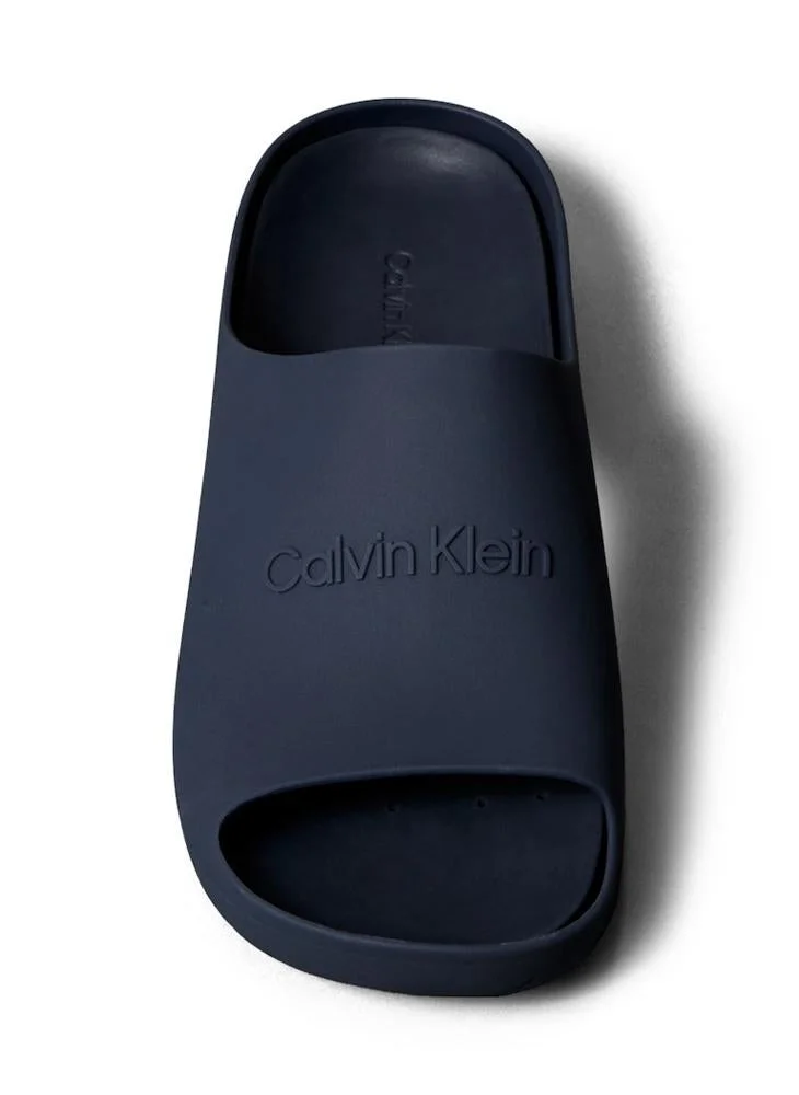 CALVIN KLEIN Navy Matte Jelly Logo Sliders for Men | Best Price UAE
